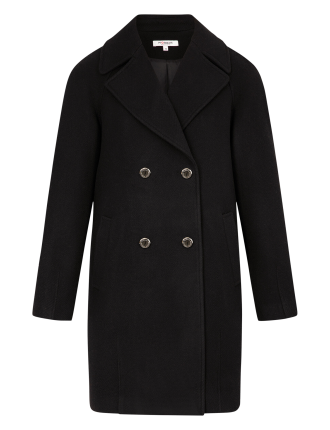 GITI - Manteau col tailleur en laine mélangée | Noir