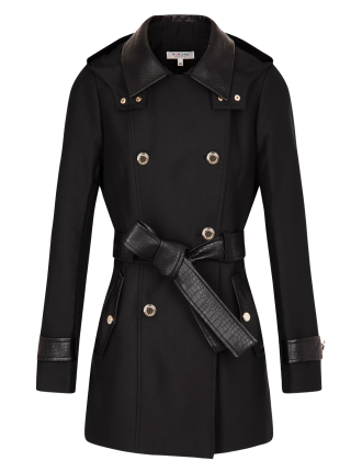 GZIMA - Trench long effet cuir  | Noir