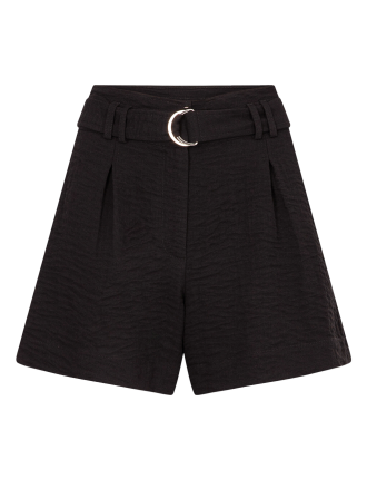 SHANZI - Short large ceinturé taille haute | Noir