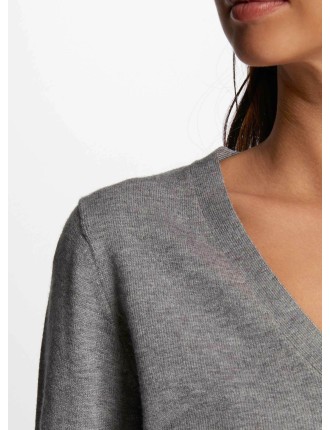 MGOLD - Pull droit col V | Gris