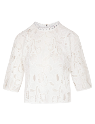 OCHIMIN - Blouse manches courtes brodée  | Blanc