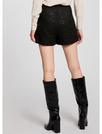 SHICK - Short droit en tweed | Noir