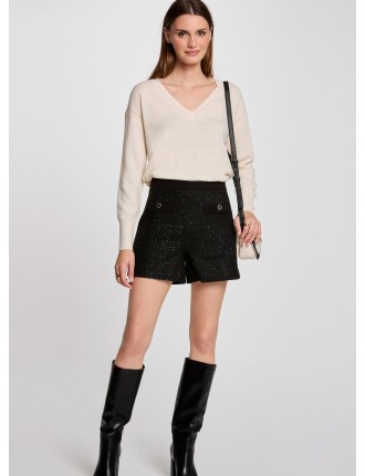 SHICK - Short droit en tweed | Noir