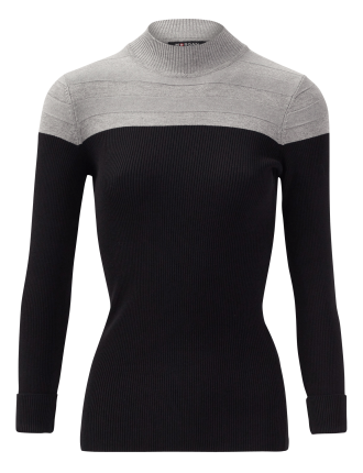 Pull col montant bicolor | Gris