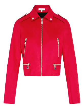 Veste blazer col classique aspect suédine  | Rose