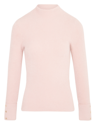 MORIK.N - Pull col montant maille duveteuse | Rose