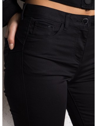 PZERI - Jean skinny à détails strass | Noir