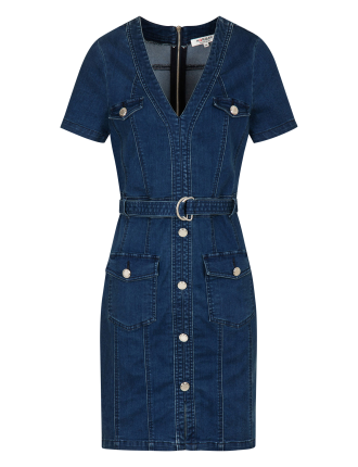 RILLY1 - Robe courte ajustée denim en coton mélangé | Bleu