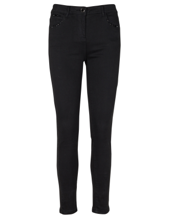 PRIVA - Jean skinny à détails strass | Noir