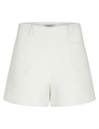 SHIDOLA - Short taille haute en coton mélangé | Blanc