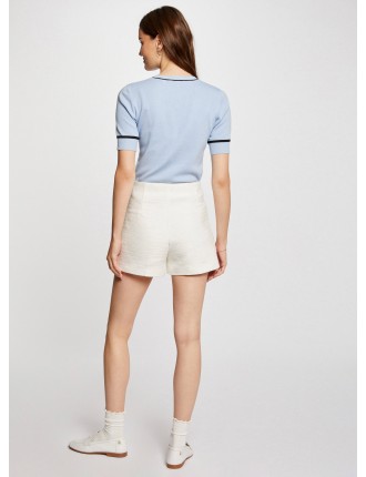 SHIDOLA - Short taille haute en coton mélangé | Blanc