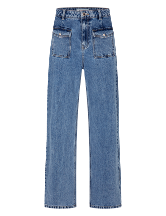 PWIDE - Jean large taille haute en coton | Bleu