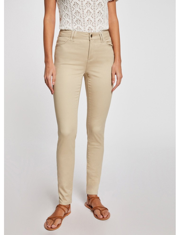 PIOUBA - Jean skinny en coton mélangé | Beige