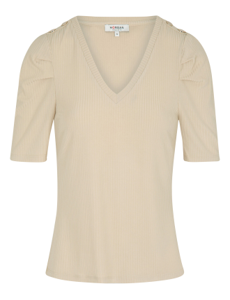 DOSTU - T-shirt manches courtes côtelé | Beige