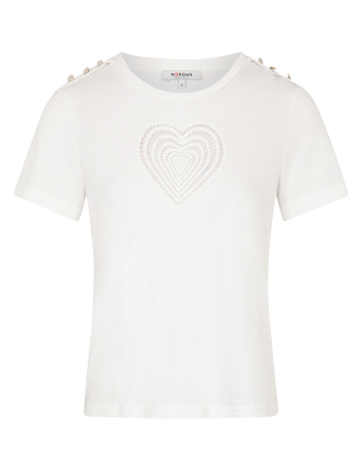 DISTRI - Tee-shirt ajouré en coton mélangé | Blanc