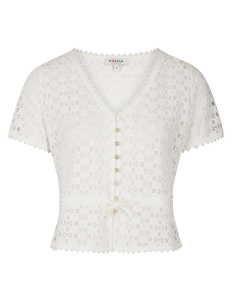 DATE - Top col V en dentelle | Blanc