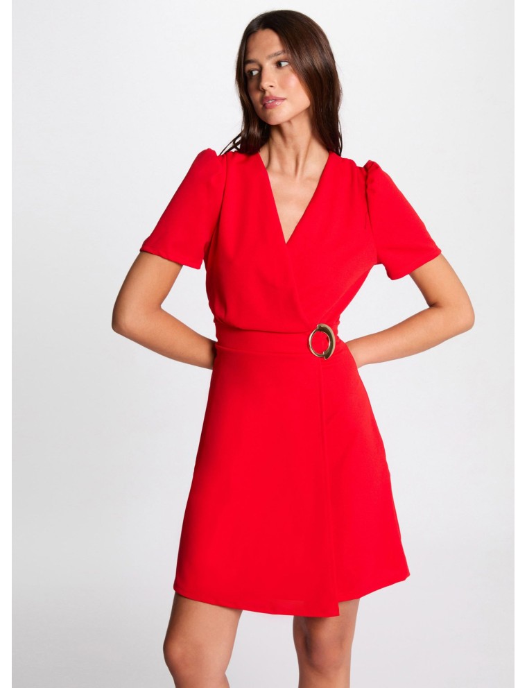 RSCUBA - Robe midi portefeuille ceinturée  | Rouge