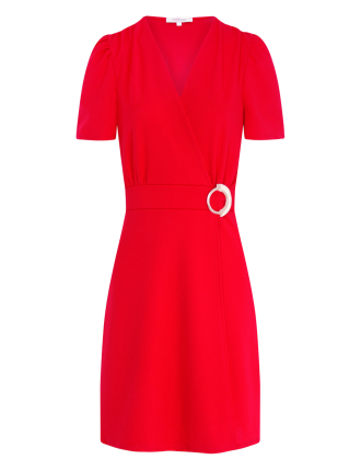 RSCUBA - Robe midi portefeuille ceinturée  | Rouge