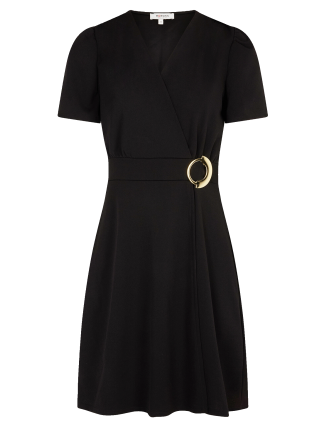 RSCUBA - Robe midi portefeuille ceinturée  | Noir