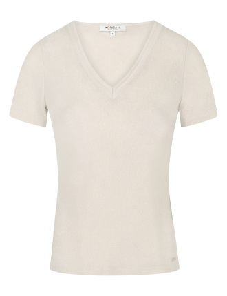 DIWI - Tee-shirt col V métallisé | Beige