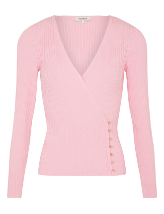 MCAT - Pull ajusté col cache-coeur en maille  | Rose