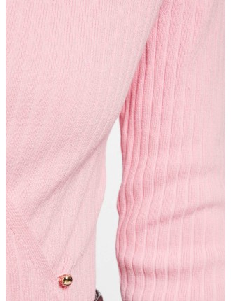 MCAT - Pull ajusté col cache-coeur en maille  | Rose