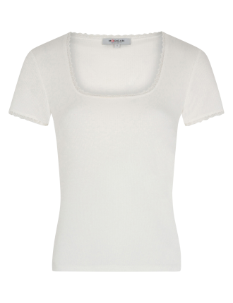 DLUBI - Tee-shirt dentelle en coton mélangé | Blanc