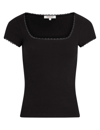 DLUBI - Tee-shirt dentelle en coton mélangé | Noir