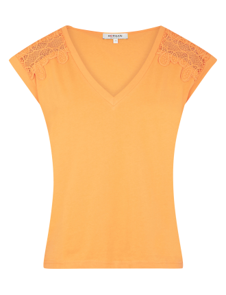 DECI - Tee-shirt col V en coton | Orange