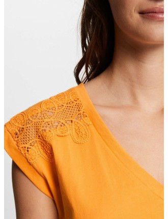 DECI - Tee-shirt col V en coton | Orange