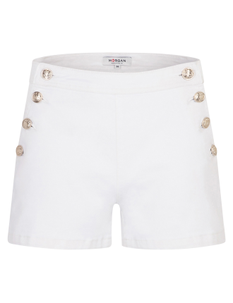 SHIVAL1 - Short ajusté denim en coton mélangé | Blanc