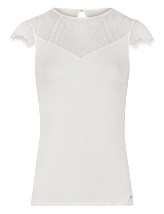 DGIULIA - Top col rond en dentelle | Blanc