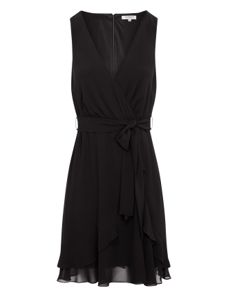 ROSVAL - Robe courte droite col V  | Noir