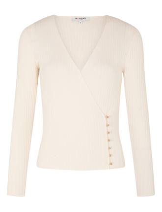 MCAT - Pull ajusté col cache-coeur en maille  | Beige