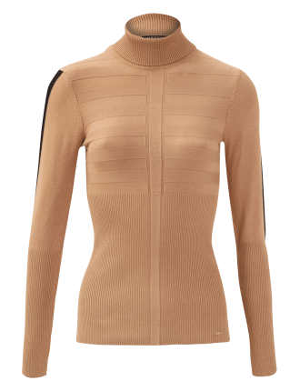 Pull col roulé moulant | Marron