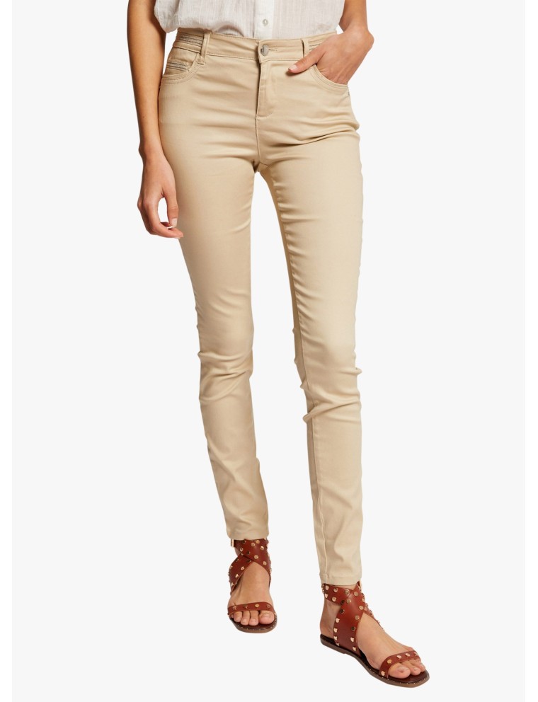 PALONA - Pantalon slim enduit | Beige