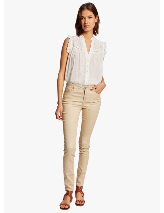 PALONA - Pantalon slim enduit | Beige