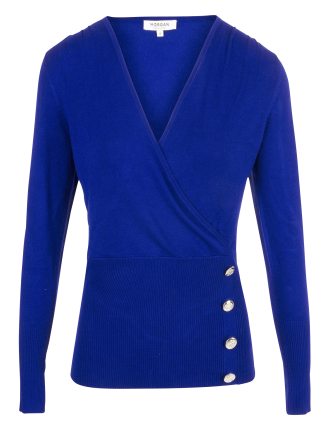 MOJO.N - Pull col V en maille fine | Bleu