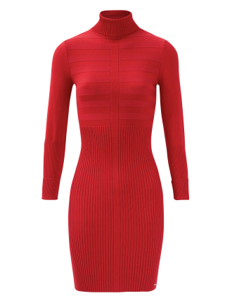 Robe courte col montant en maille | Rouge