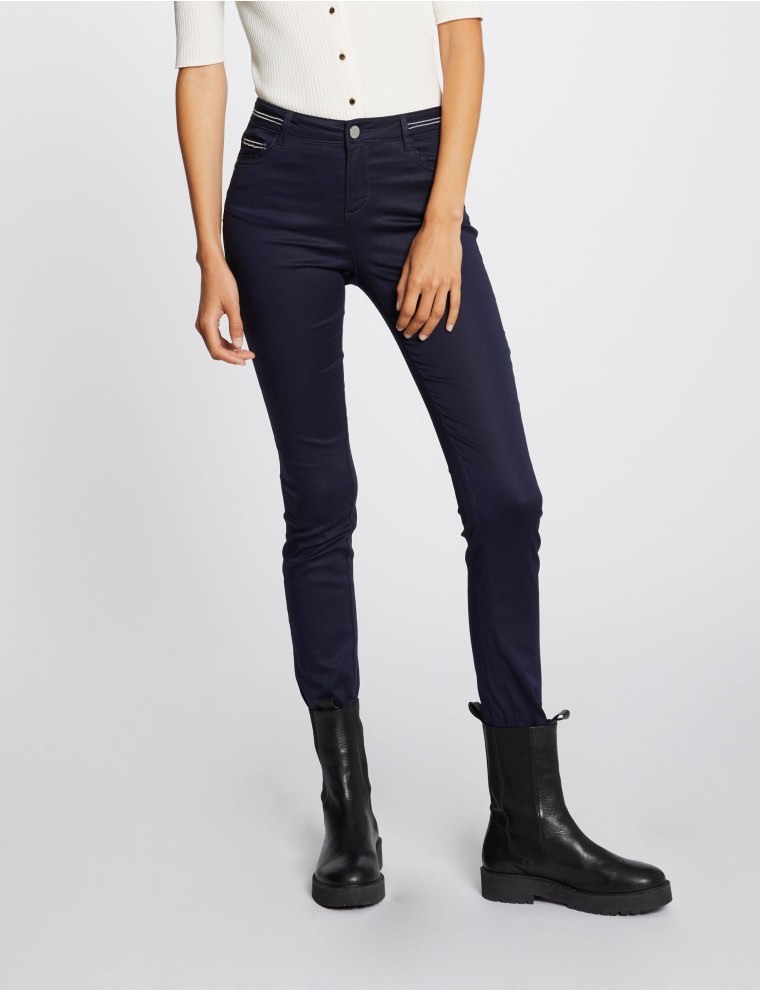 PALONA - Pantalon slim enduit | Bleu