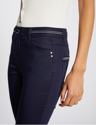 PALONA - Pantalon slim enduit | Bleu