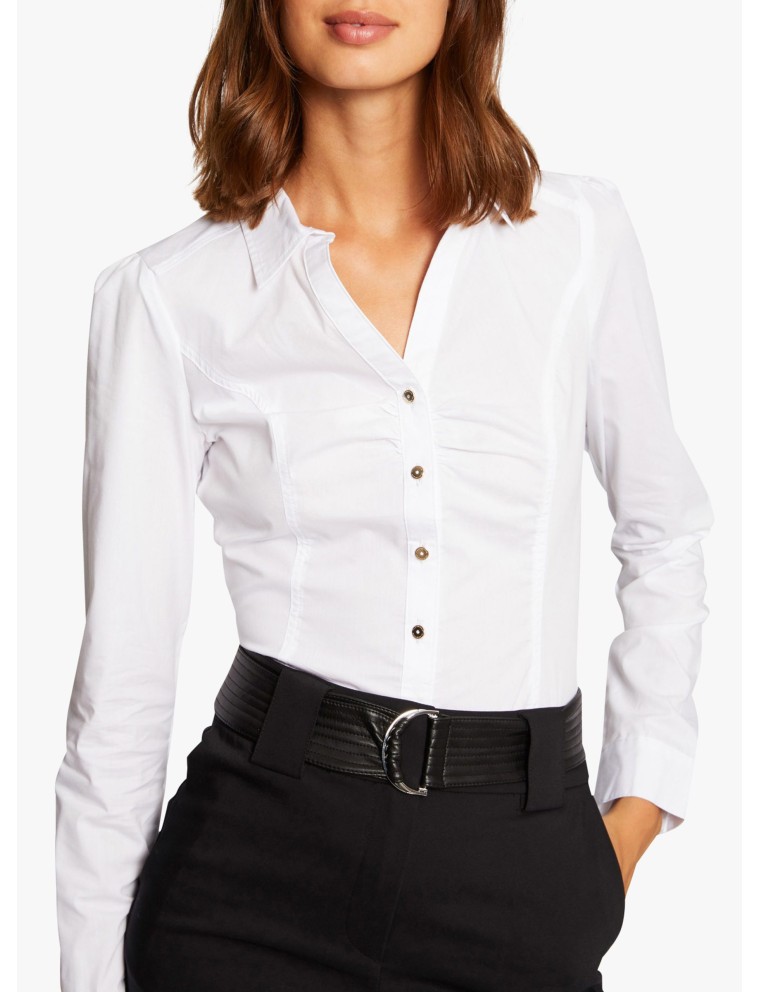 CARAM1.N - Chemise col classique en coton mélangé | Blanc