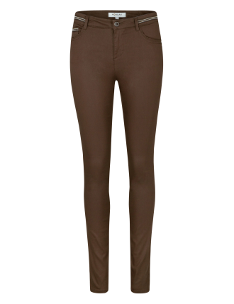 PALONA - Pantalon slim enduit | Marron