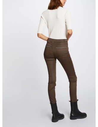 PALONA - Pantalon slim enduit | Marron