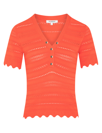 MISHI - Pull col V manches courtes  | Orange