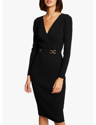 RMBIZ - Robe mi-longue en maille | Noir