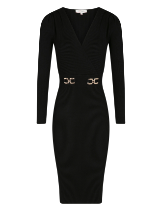 RMBIZ - Robe mi-longue en maille | Noir