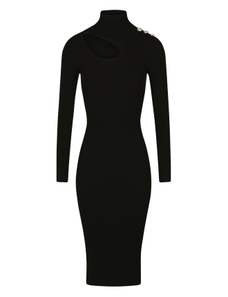 RMDING - Robe midi col montant  | Noir