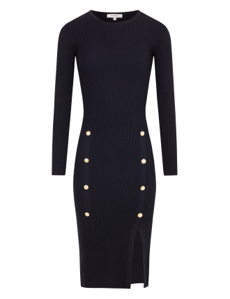 RMBLUE - Robe midi col rond | Bleu