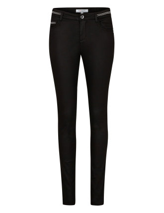 PALONA - Pantalon slim enduit | Noir